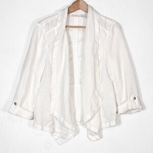 Chicos 100% Linen Open Front Waterfall Jacket Womens M Lagenlook‎